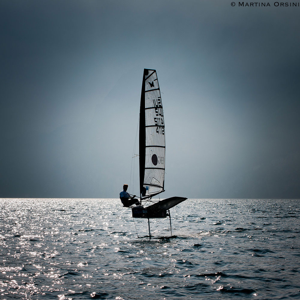Chris Rast sailing moth on Lake Garda Photographed by Martina Orsini